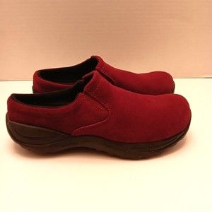 LL Bean Shoes Womens 7 Maroon Slip On Loafers Suede Leather Comfort 254547